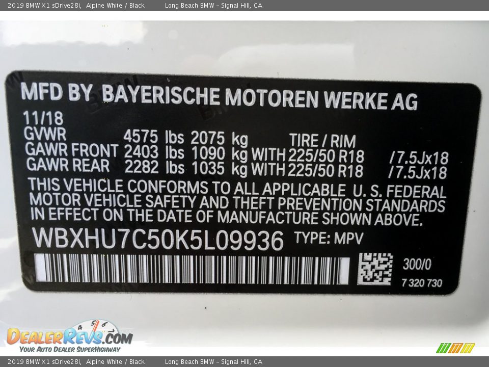 2019 BMW X1 sDrive28i Alpine White / Black Photo #11