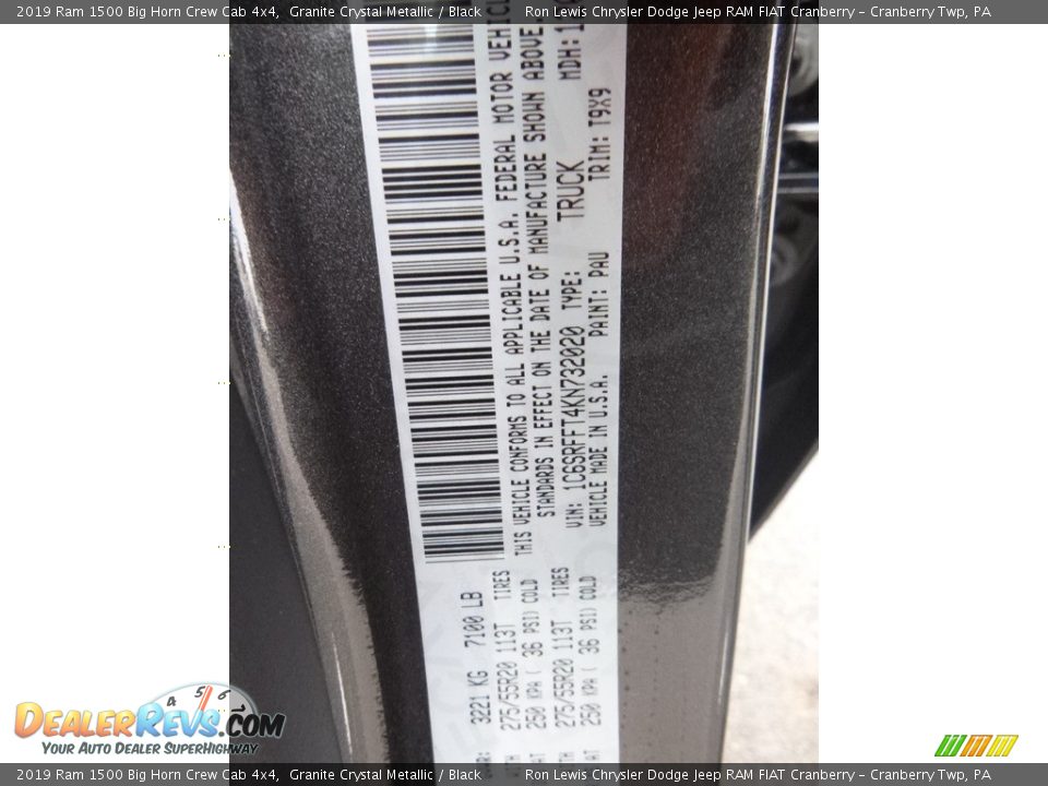 2019 Ram 1500 Big Horn Crew Cab 4x4 Granite Crystal Metallic / Black Photo #14