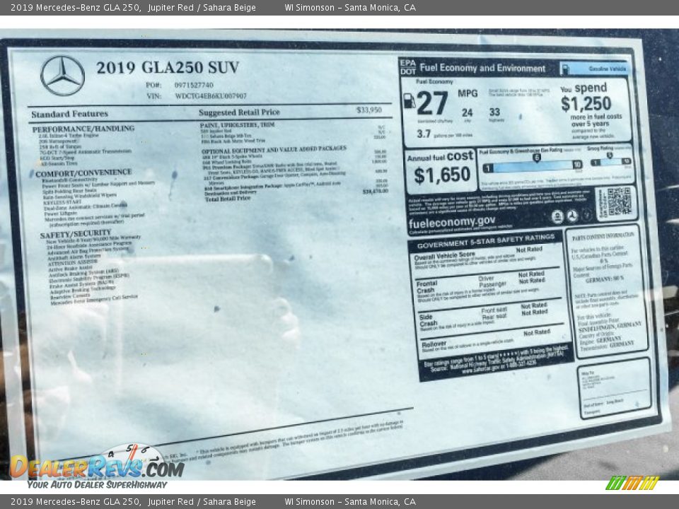 2019 Mercedes-Benz GLA 250 Jupiter Red / Sahara Beige Photo #10