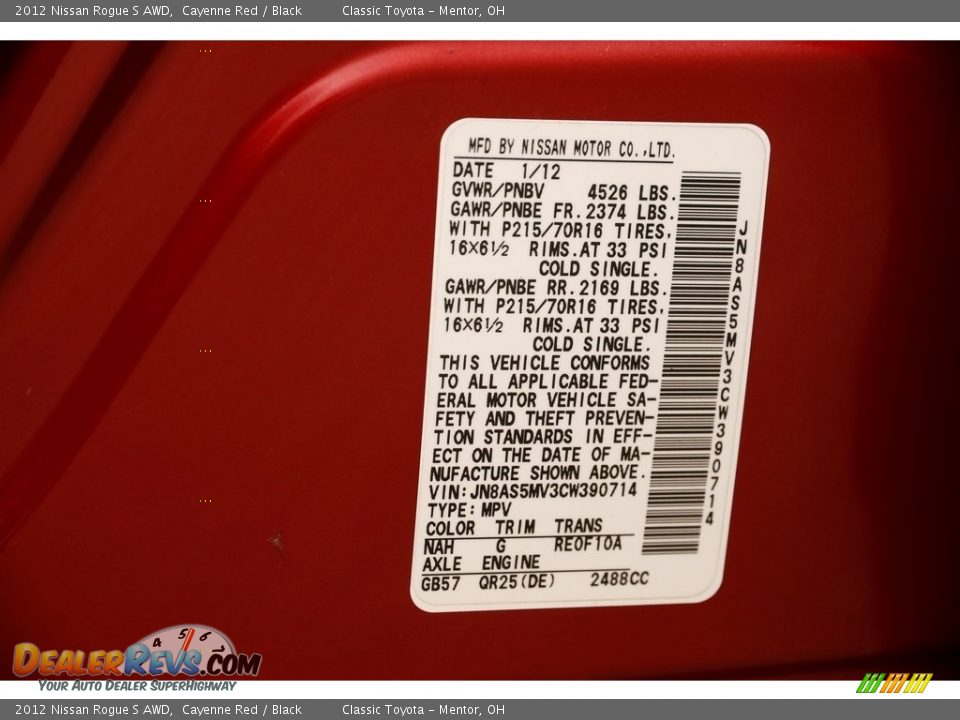 2012 Nissan Rogue S AWD Cayenne Red / Black Photo #15