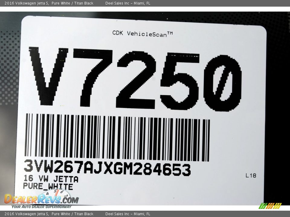 2016 Volkswagen Jetta S Pure White / Titan Black Photo #20