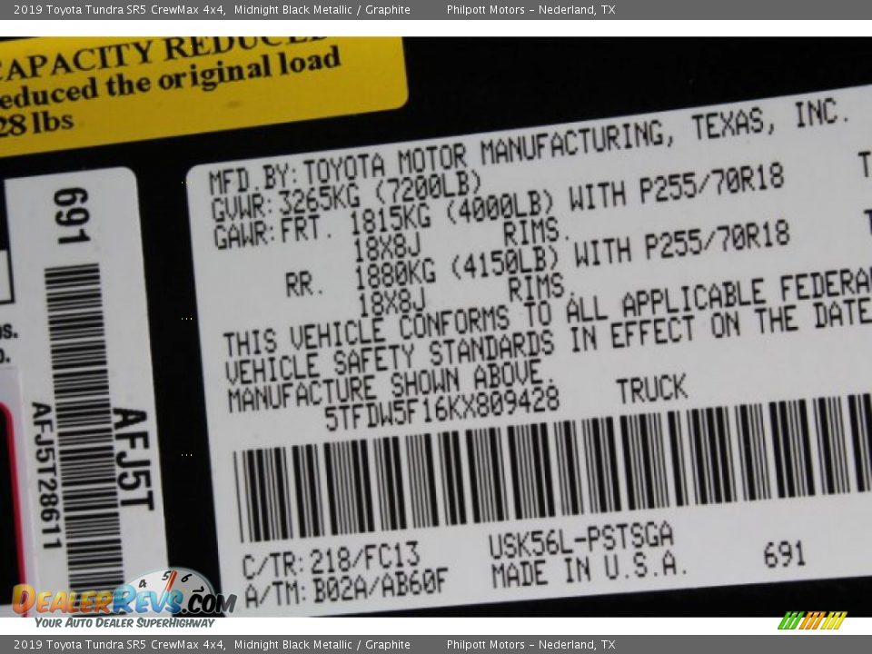2019 Toyota Tundra SR5 CrewMax 4x4 Midnight Black Metallic / Graphite Photo #23