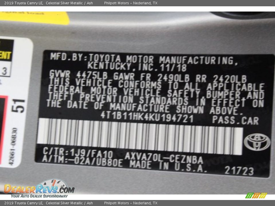 2019 Toyota Camry LE Celestial Silver Metallic / Ash Photo #23