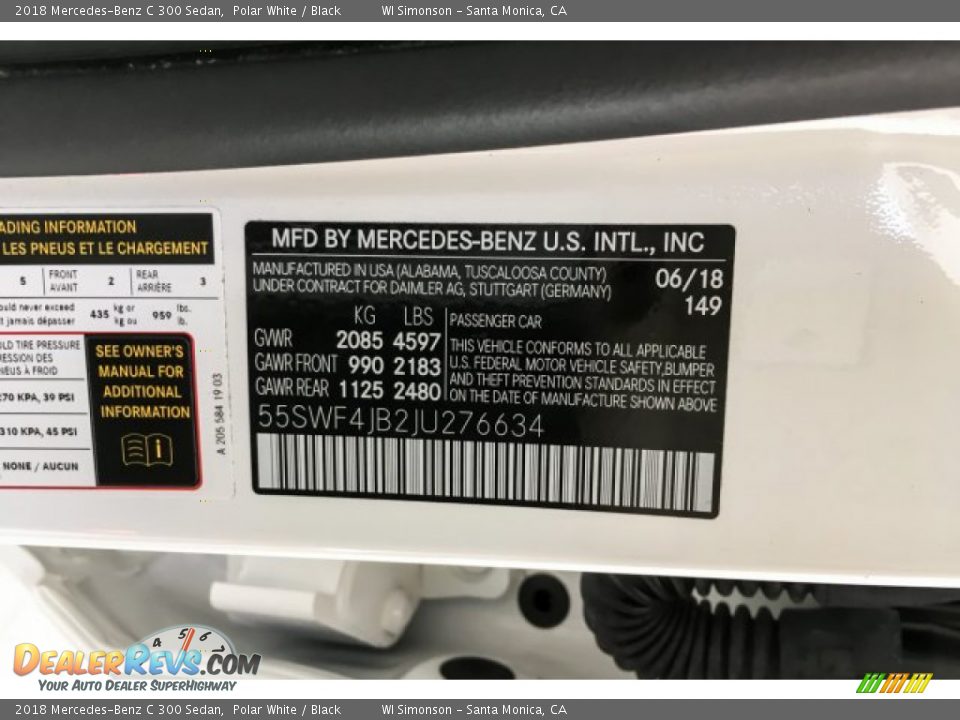 2018 Mercedes-Benz C 300 Sedan Polar White / Black Photo #25