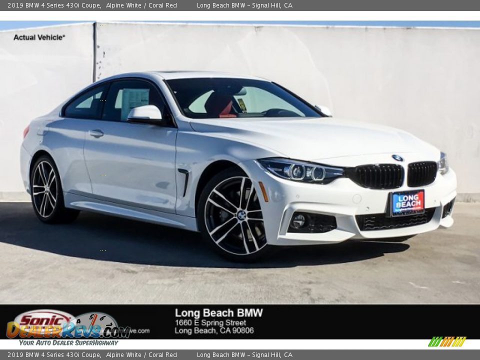 2019 BMW 4 Series 430i Coupe Alpine White / Coral Red Photo #1