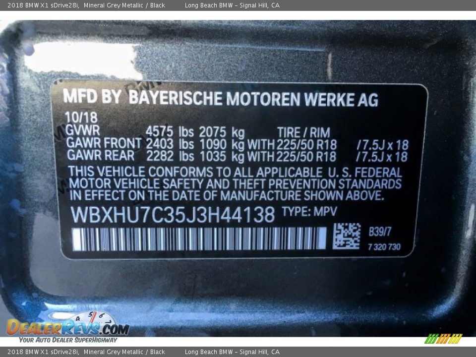 2018 BMW X1 sDrive28i Mineral Grey Metallic / Black Photo #11