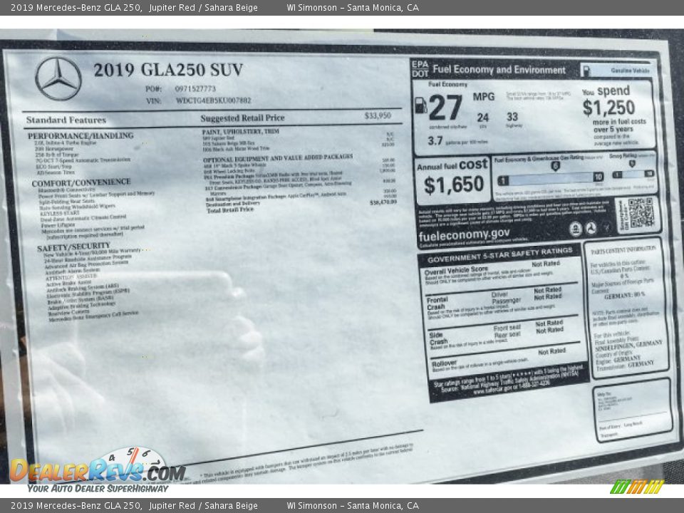 2019 Mercedes-Benz GLA 250 Jupiter Red / Sahara Beige Photo #10