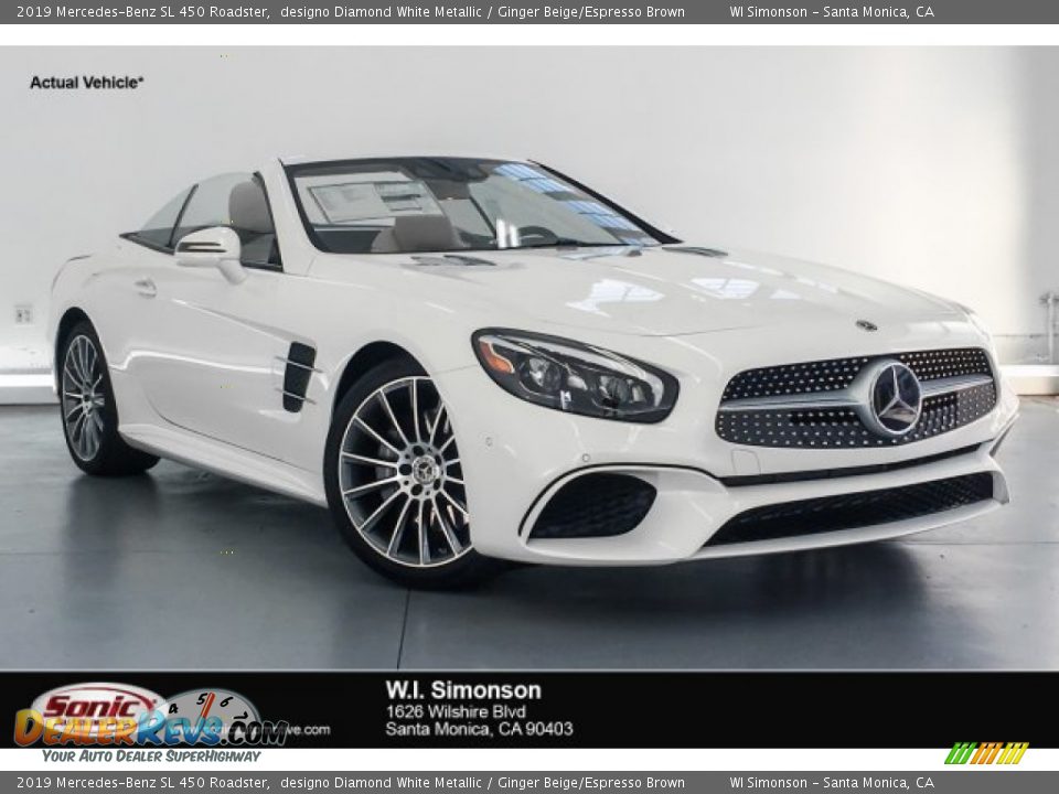 2019 Mercedes-Benz SL 450 Roadster designo Diamond White Metallic / Ginger Beige/Espresso Brown Photo #1
