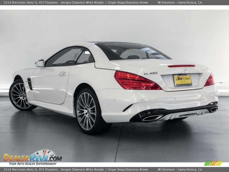 2019 Mercedes-Benz SL 450 Roadster designo Diamond White Metallic / Ginger Beige/Espresso Brown Photo #2