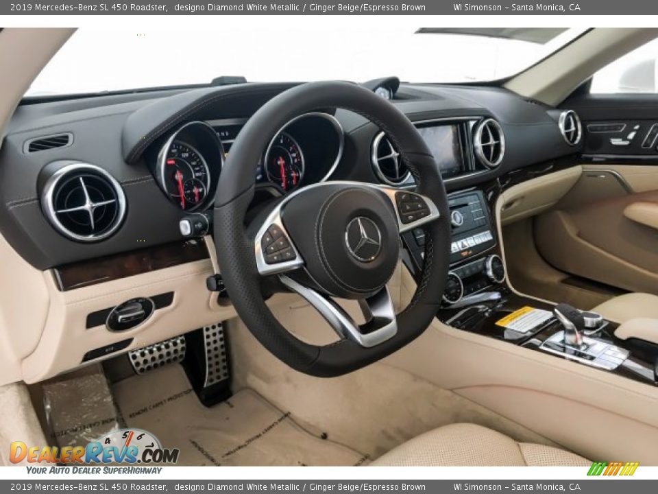 2019 Mercedes-Benz SL 450 Roadster designo Diamond White Metallic / Ginger Beige/Espresso Brown Photo #4