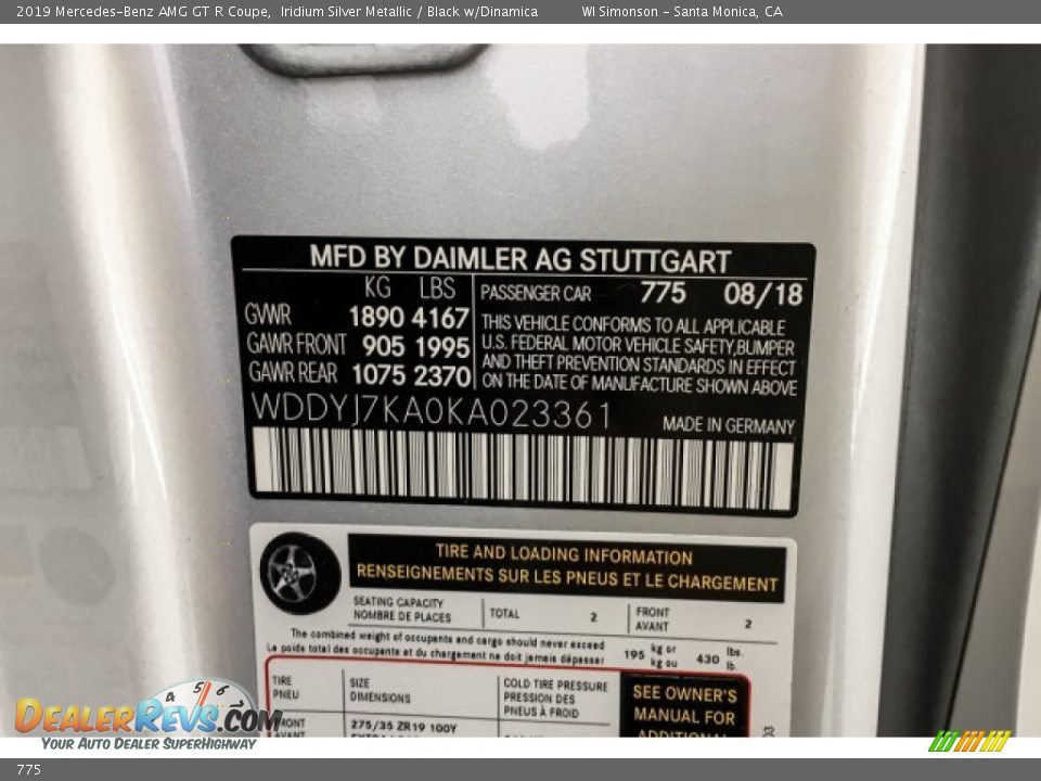 Mercedes-Benz Color Code 775 Iridium Silver Metallic