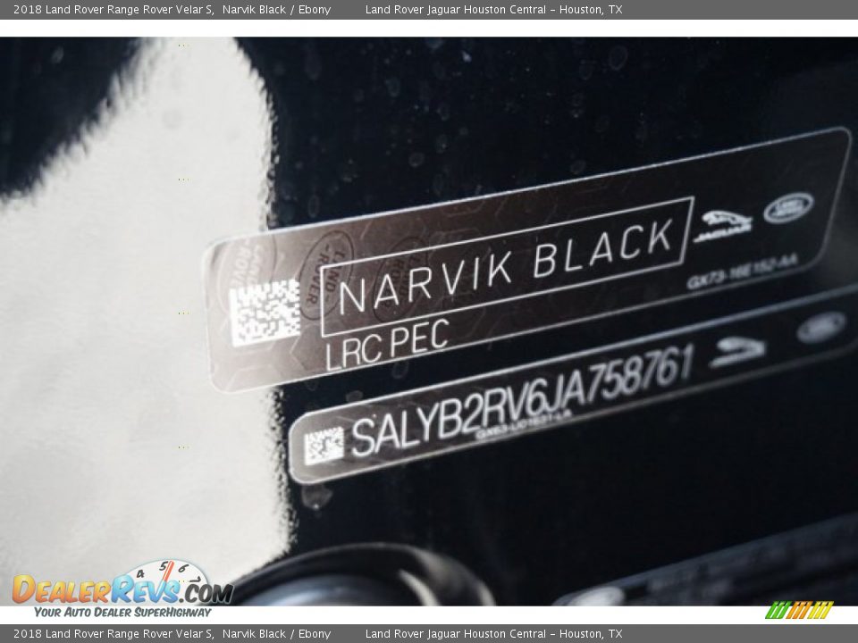 2018 Land Rover Range Rover Velar S Narvik Black / Ebony Photo #22