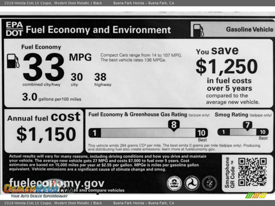 2019 Honda Civic LX Coupe Modern Steel Metallic / Black Photo #30