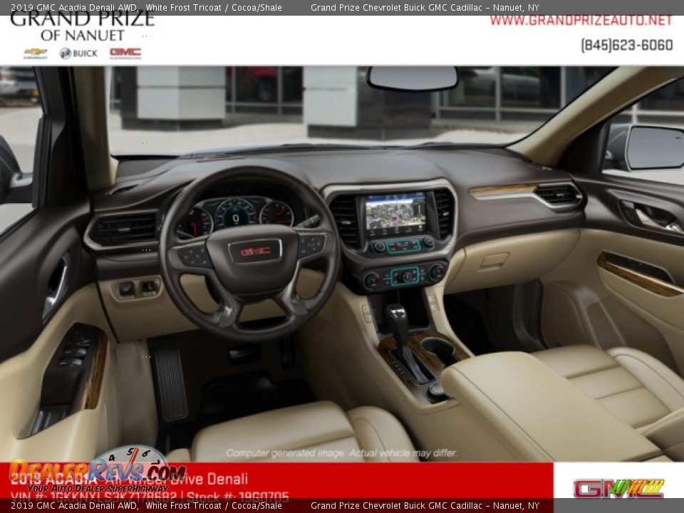 2019 GMC Acadia Denali AWD White Frost Tricoat / Cocoa/Shale Photo #6
