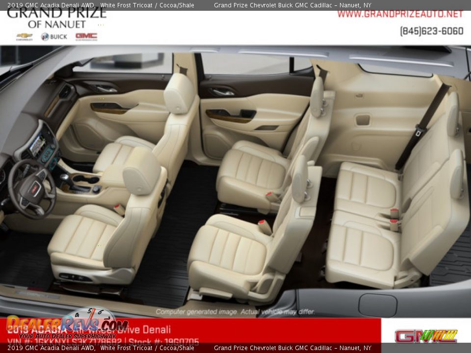 2019 GMC Acadia Denali AWD White Frost Tricoat / Cocoa/Shale Photo #7