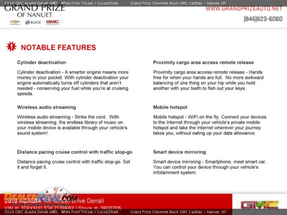 2019 GMC Acadia Denali AWD White Frost Tricoat / Cocoa/Shale Photo #9