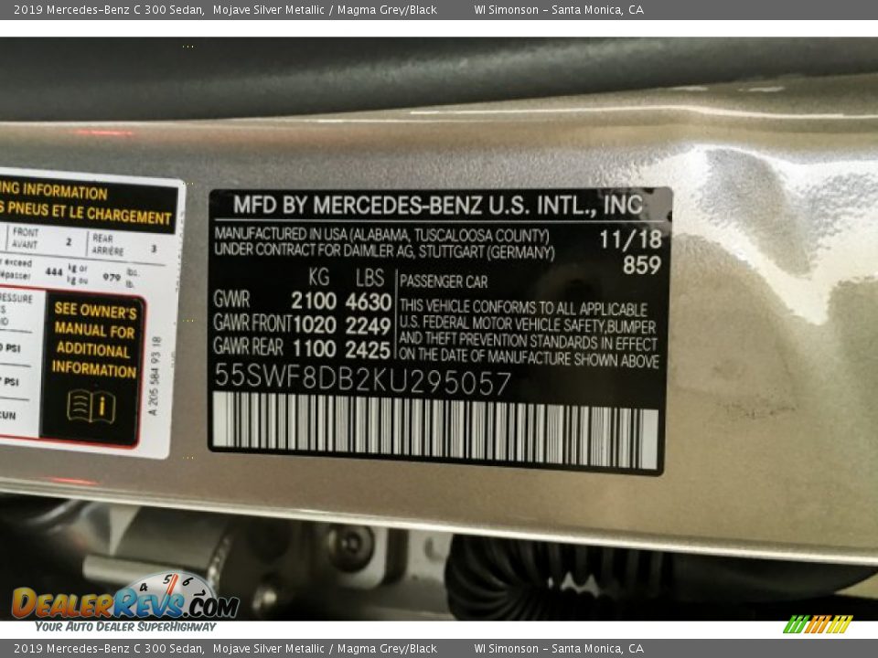 2019 Mercedes-Benz C 300 Sedan Mojave Silver Metallic / Magma Grey/Black Photo #11