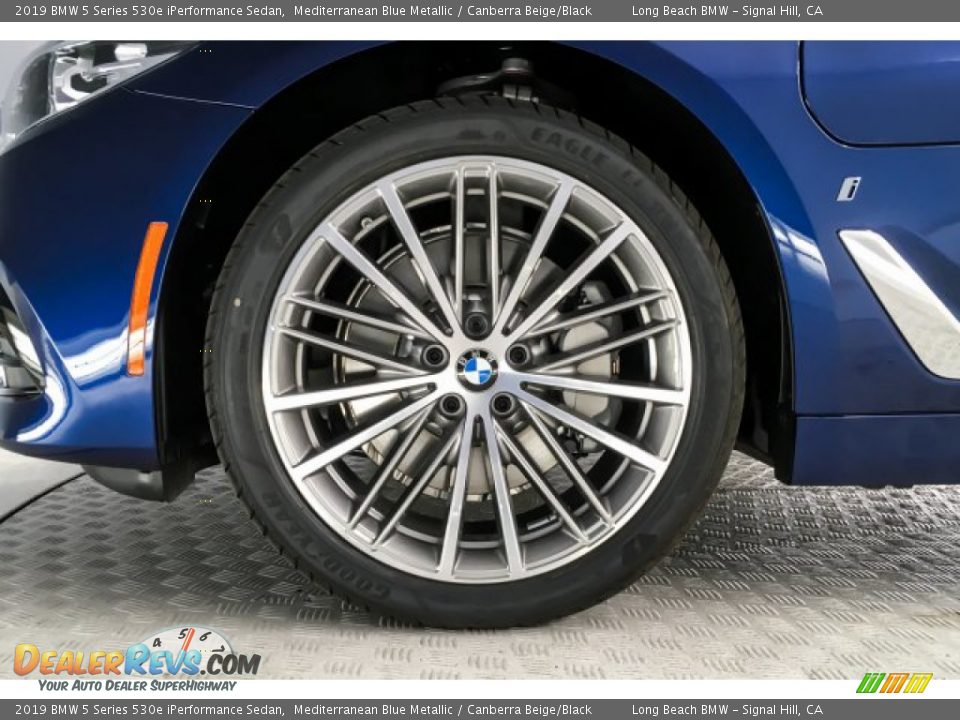 2019 BMW 5 Series 530e iPerformance Sedan Mediterranean Blue Metallic / Canberra Beige/Black Photo #9