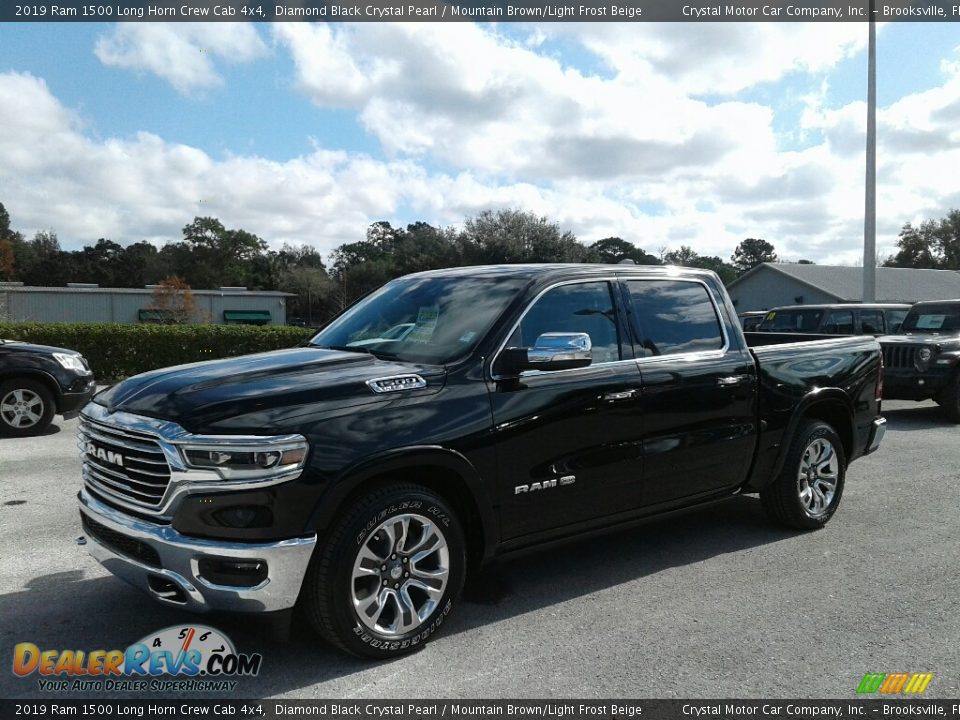 2019 Ram 1500 Long Horn Crew Cab 4x4 Diamond Black Crystal Pearl / Mountain Brown/Light Frost Beige Photo #1
