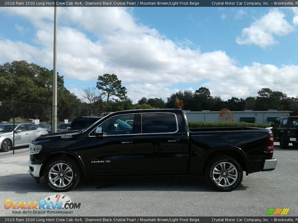 2019 Ram 1500 Long Horn Crew Cab 4x4 Diamond Black Crystal Pearl / Mountain Brown/Light Frost Beige Photo #2