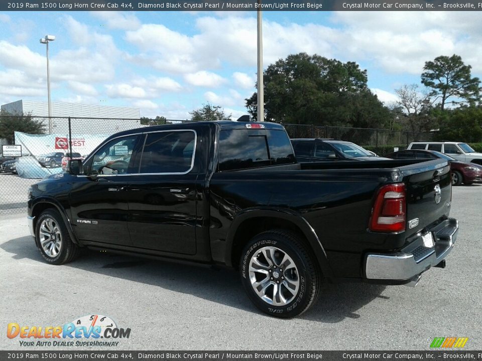2019 Ram 1500 Long Horn Crew Cab 4x4 Diamond Black Crystal Pearl / Mountain Brown/Light Frost Beige Photo #3