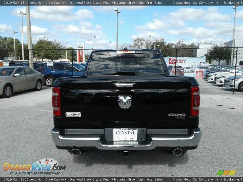 2019 Ram 1500 Long Horn Crew Cab 4x4 Diamond Black Crystal Pearl / Mountain Brown/Light Frost Beige Photo #4