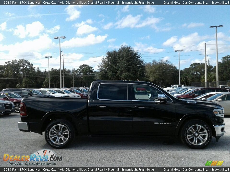 2019 Ram 1500 Long Horn Crew Cab 4x4 Diamond Black Crystal Pearl / Mountain Brown/Light Frost Beige Photo #6