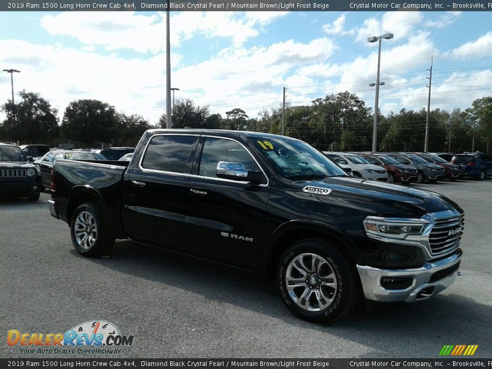 2019 Ram 1500 Long Horn Crew Cab 4x4 Diamond Black Crystal Pearl / Mountain Brown/Light Frost Beige Photo #7