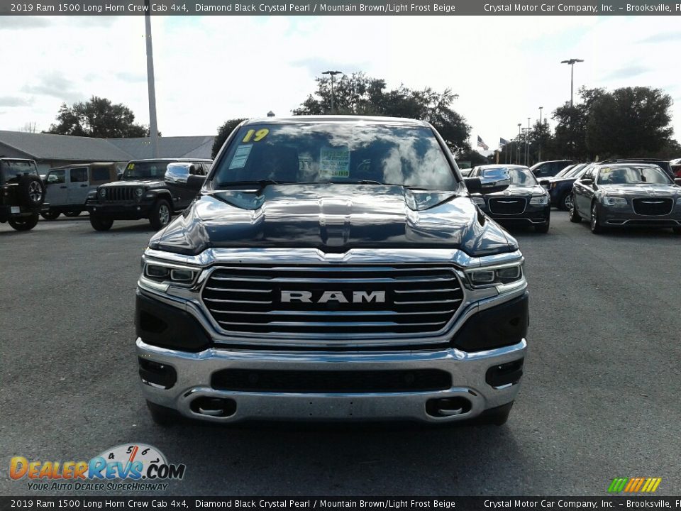 2019 Ram 1500 Long Horn Crew Cab 4x4 Diamond Black Crystal Pearl / Mountain Brown/Light Frost Beige Photo #8
