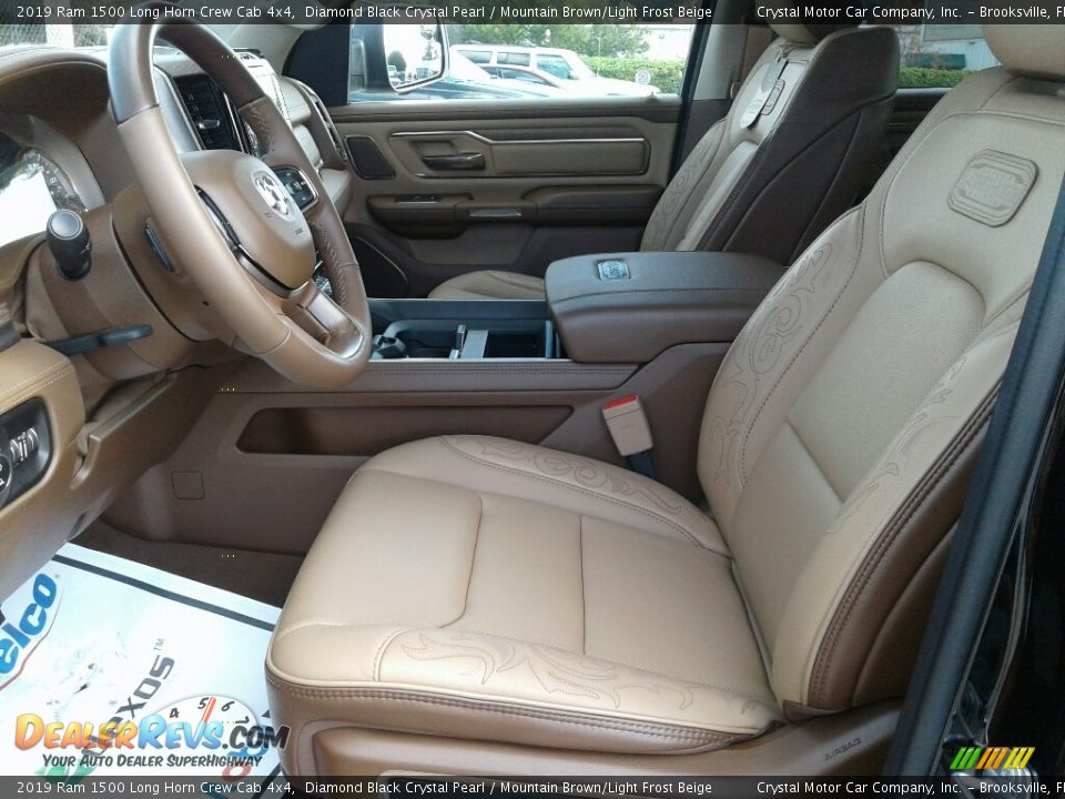 2019 Ram 1500 Long Horn Crew Cab 4x4 Diamond Black Crystal Pearl / Mountain Brown/Light Frost Beige Photo #9