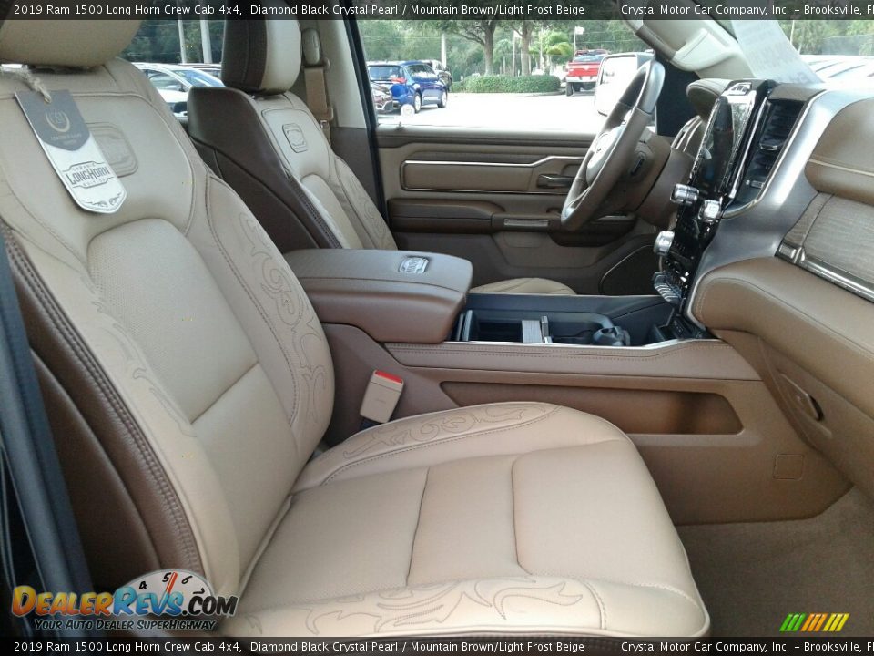 2019 Ram 1500 Long Horn Crew Cab 4x4 Diamond Black Crystal Pearl / Mountain Brown/Light Frost Beige Photo #12