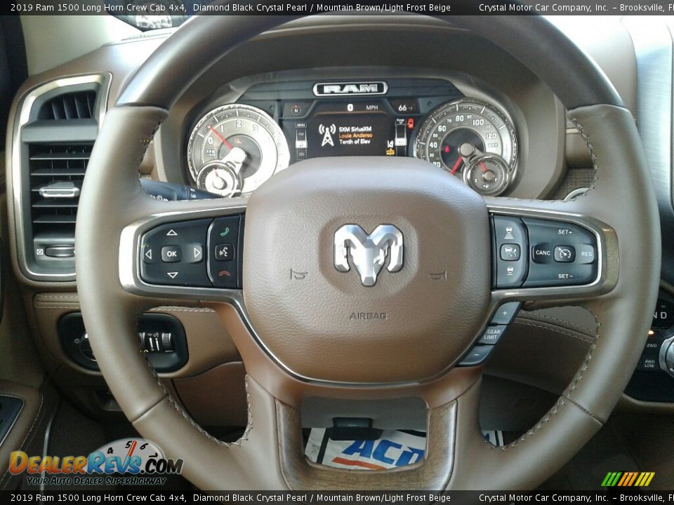 2019 Ram 1500 Long Horn Crew Cab 4x4 Diamond Black Crystal Pearl / Mountain Brown/Light Frost Beige Photo #14