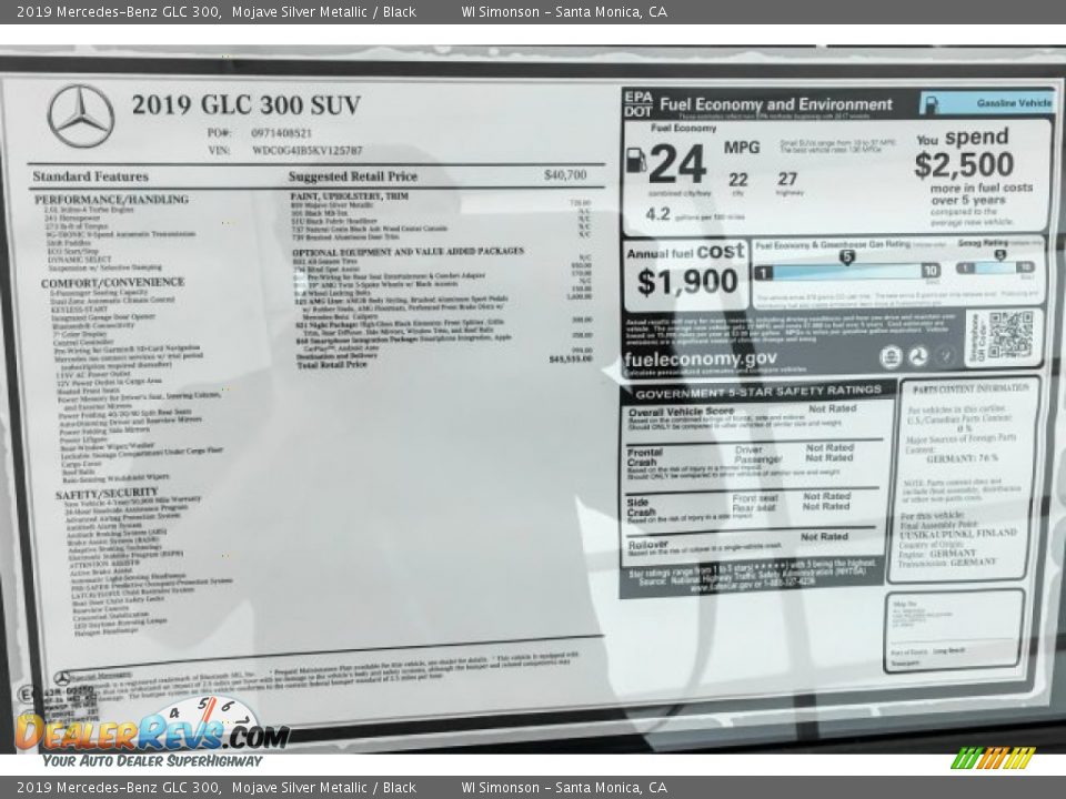 2019 Mercedes-Benz GLC 300 Mojave Silver Metallic / Black Photo #10