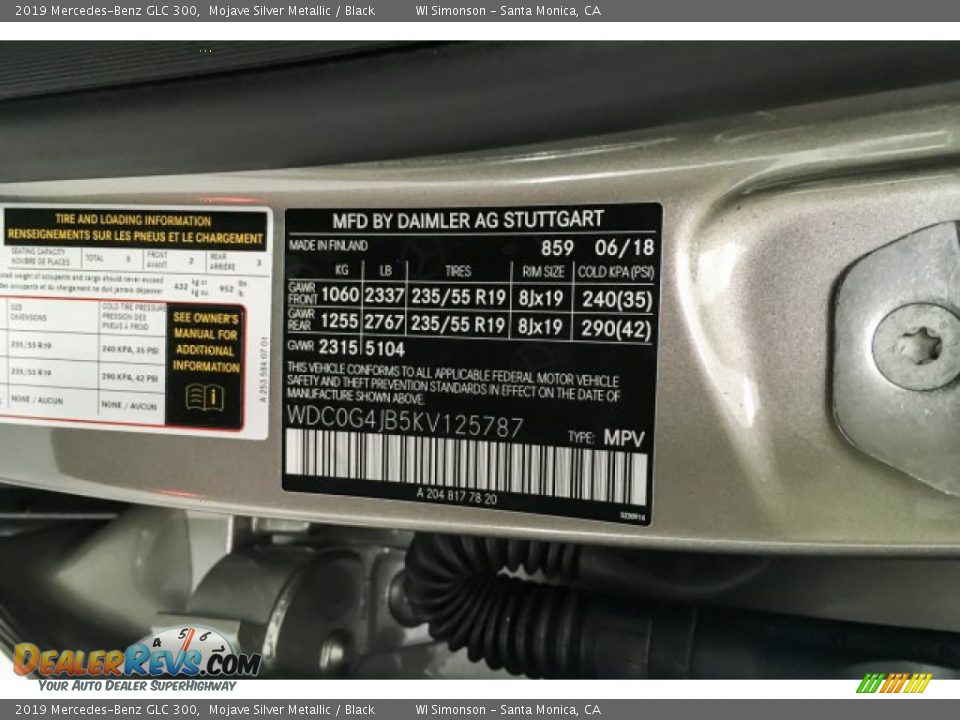 2019 Mercedes-Benz GLC 300 Mojave Silver Metallic / Black Photo #11