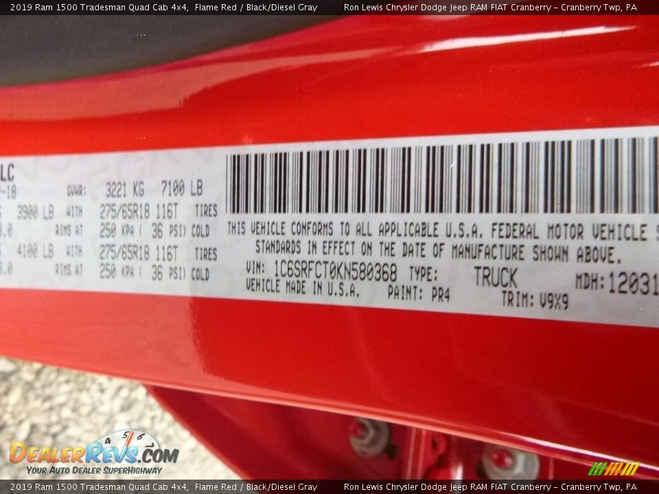 2019 Ram 1500 Tradesman Quad Cab 4x4 Flame Red / Black/Diesel Gray Photo #15