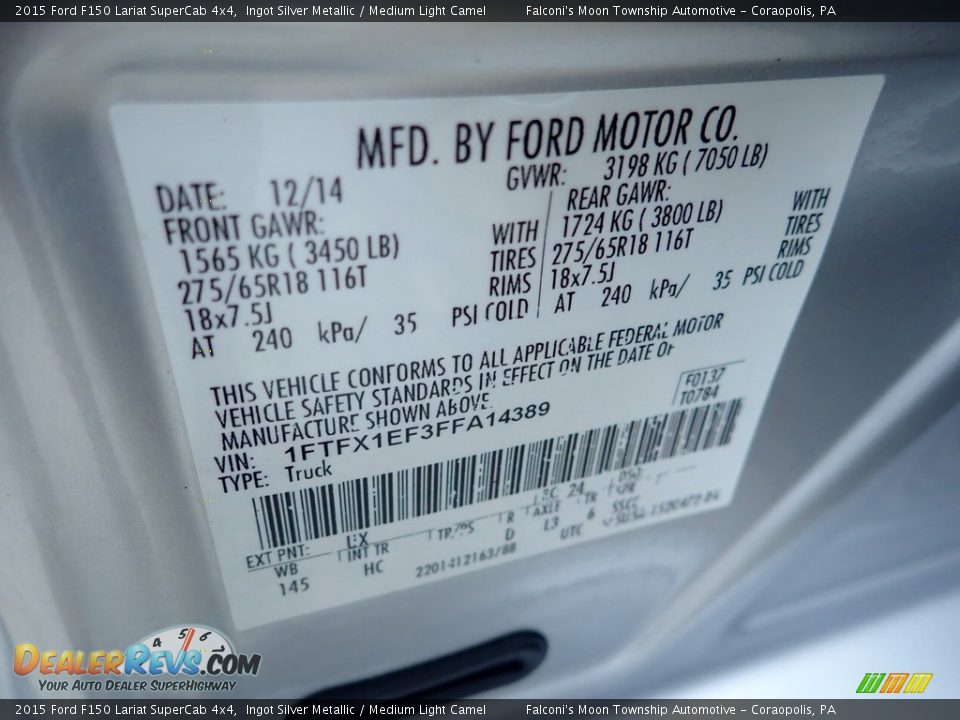 2015 Ford F150 Lariat SuperCab 4x4 Ingot Silver Metallic / Medium Light Camel Photo #23