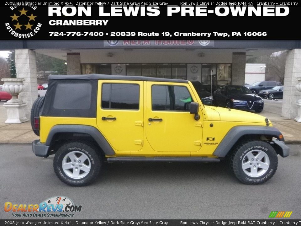 2008 Jeep Wrangler Unlimited X 4x4 Detonator Yellow / Dark Slate Gray/Med Slate Gray Photo #1