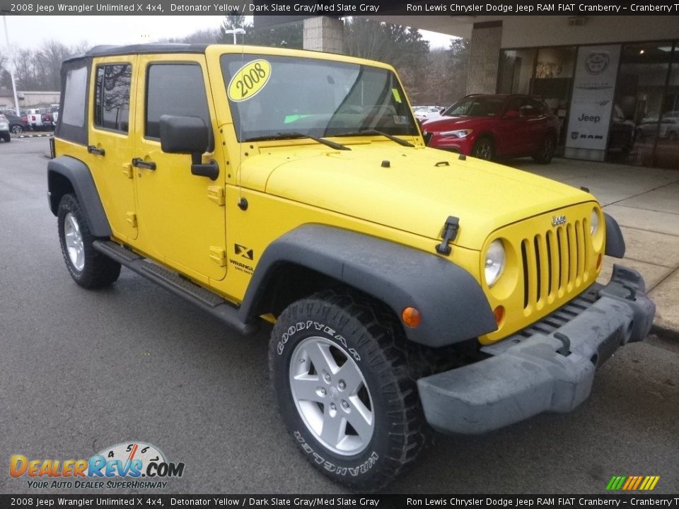 2008 Jeep Wrangler Unlimited X 4x4 Detonator Yellow / Dark Slate Gray/Med Slate Gray Photo #3