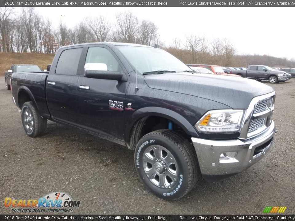 2018 Ram 2500 Laramie Crew Cab 4x4 Maximum Steel Metallic / Brown/Light Frost Beige Photo #7