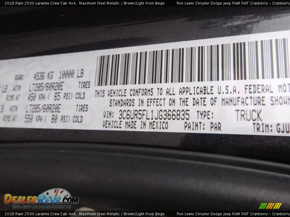 2018 Ram 2500 Laramie Crew Cab 4x4 Maximum Steel Metallic / Brown/Light Frost Beige Photo #15