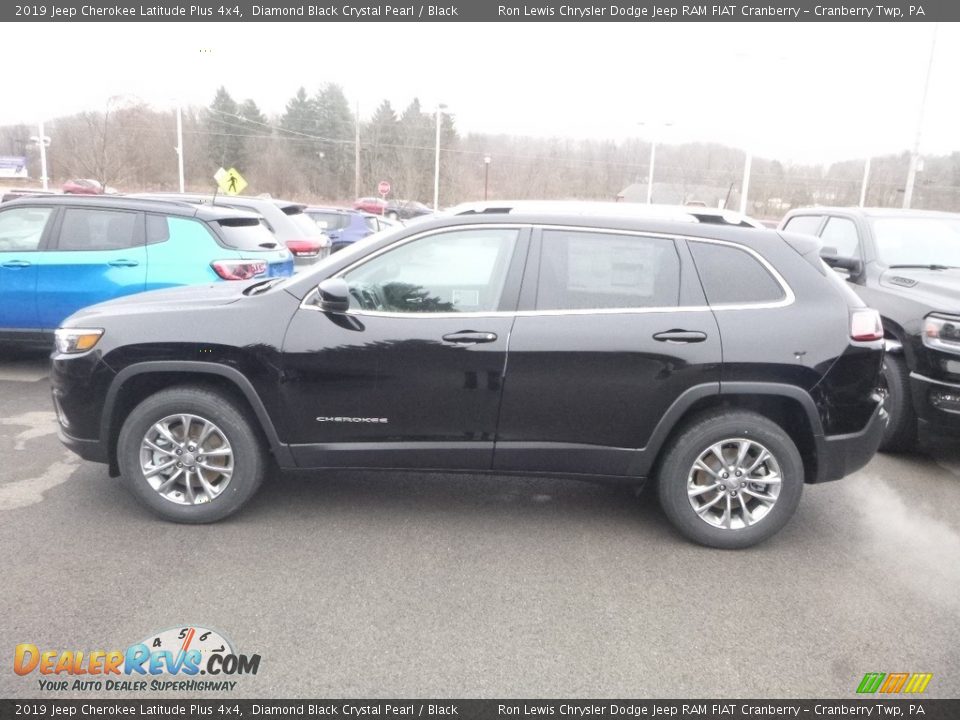 2019 Jeep Cherokee Latitude Plus 4x4 Diamond Black Crystal Pearl / Black Photo #3