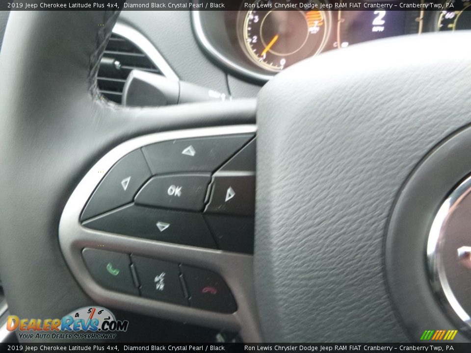 2019 Jeep Cherokee Latitude Plus 4x4 Diamond Black Crystal Pearl / Black Photo #20