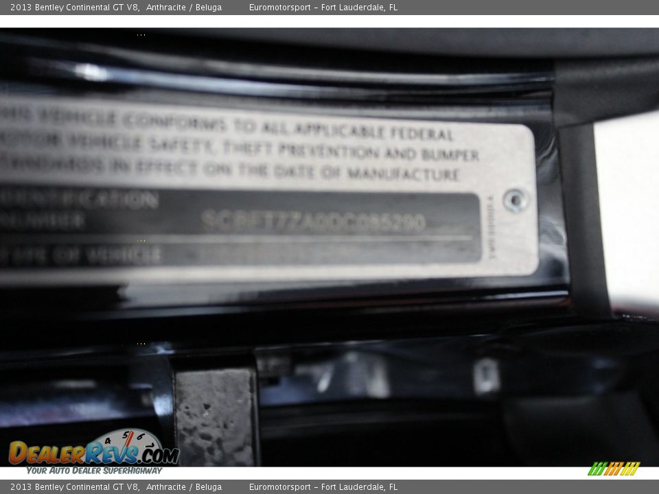 2013 Bentley Continental GT V8 Anthracite / Beluga Photo #48
