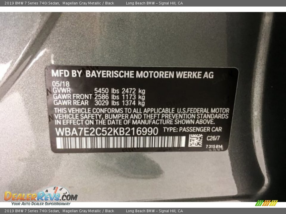 2019 BMW 7 Series 740i Sedan Magellan Gray Metallic / Black Photo #11