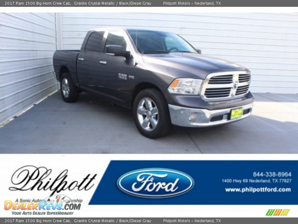 2017 Ram 1500 Big Horn Crew Cab Granite Crystal Metallic / Black/Diesel Gray Photo #1