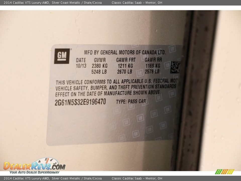 2014 Cadillac XTS Luxury AWD Silver Coast Metallic / Shale/Cocoa Photo #23