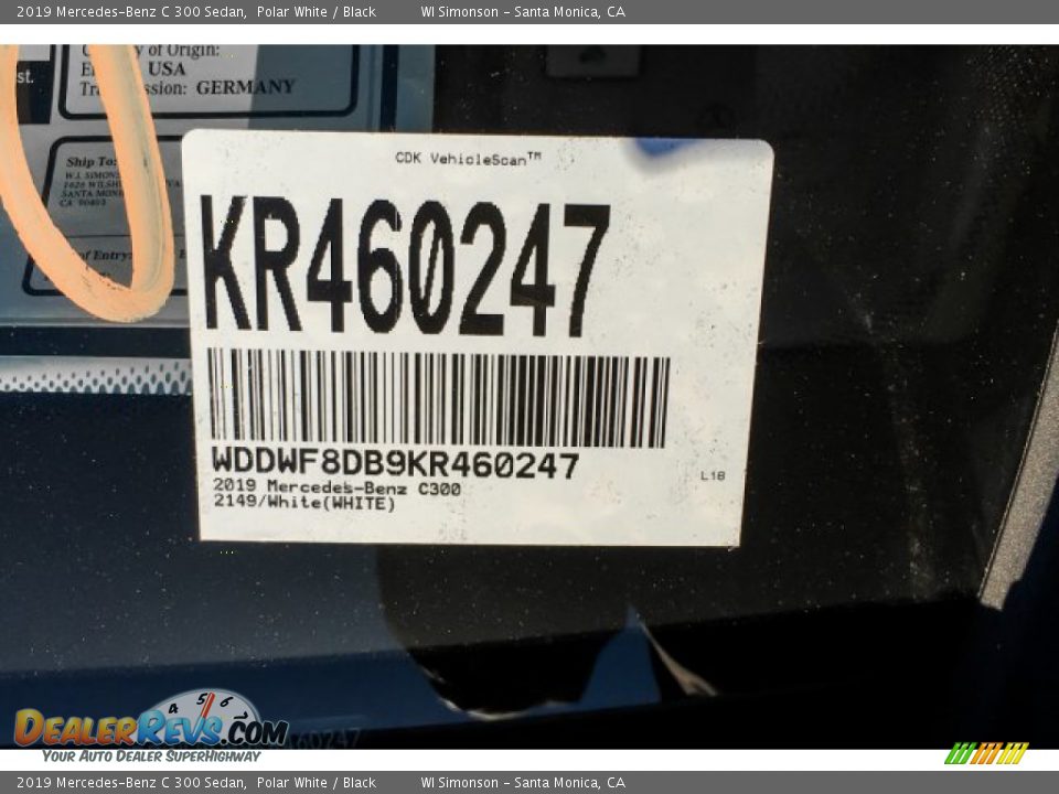 2019 Mercedes-Benz C 300 Sedan Polar White / Black Photo #11