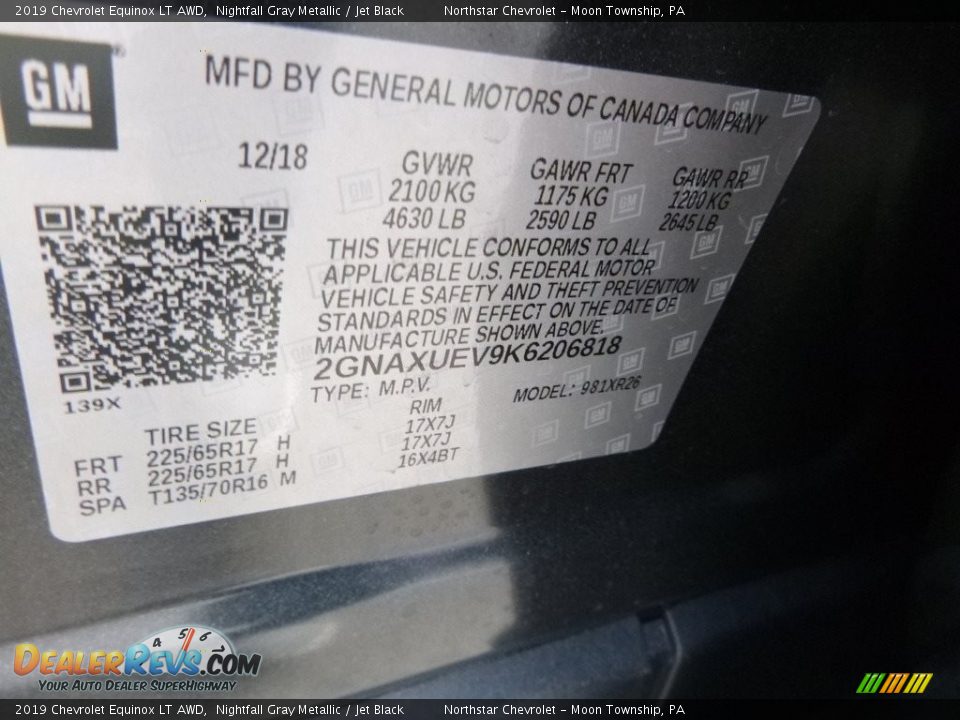 2019 Chevrolet Equinox LT AWD Nightfall Gray Metallic / Jet Black Photo #17