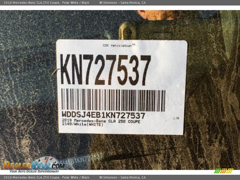 2019 Mercedes-Benz CLA 250 Coupe Polar White / Black Photo #11