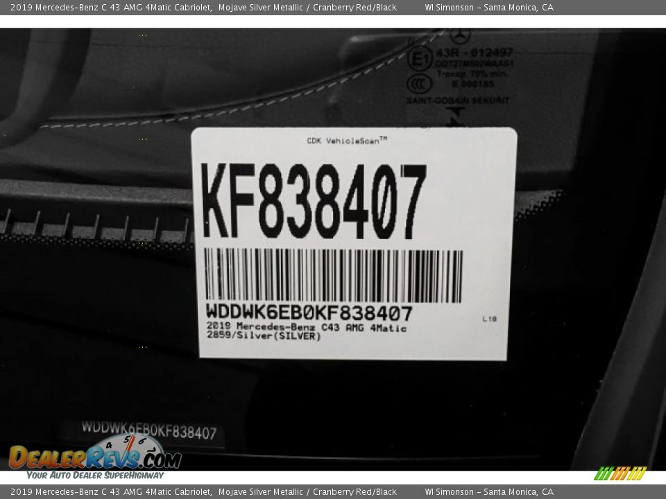 2019 Mercedes-Benz C 43 AMG 4Matic Cabriolet Mojave Silver Metallic / Cranberry Red/Black Photo #11